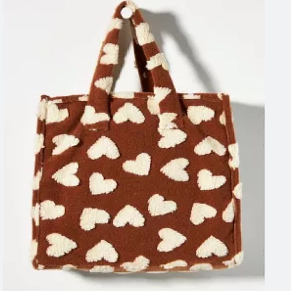 Anthropologie Sherpa  tote bag SO CUTE FOR VALENTINES 💌